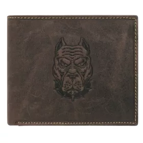   Wild kutya fej nyomatos barna bőr pénztárca 12.5 x 10.5 x 2.5 cm