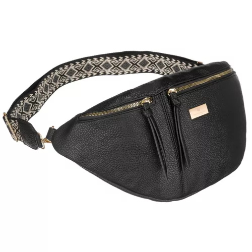 Peterson PTN NER-ALE-2 fekete női rostbőr oldaltáska, crossbody táska 40 x 20 x 13 cm