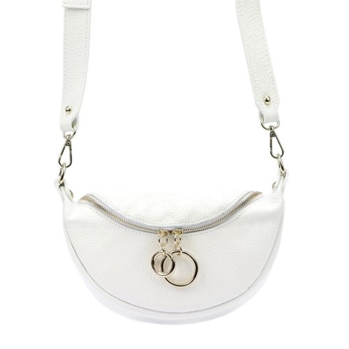 Luka 20-033 fehér női bőr válltáska, oldaltáska, crossbody 25 x 16 x 10 cm