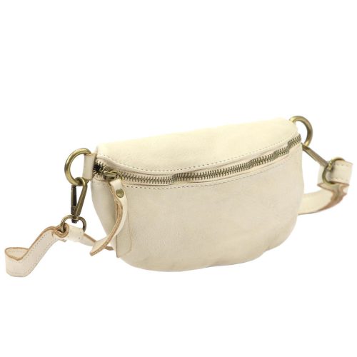Florence 01-029 bézs női bőr övtáska, crossbody 22 x 12 x 5 cm