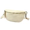 Florence 01-029 bézs női bőr övtáska, crossbody 22 x 12 x 5 cm