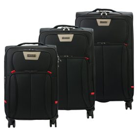   Pierre Cardin LEE02 3063 fekete 3 db-os bőrönd szett 56, 66, 77 cm