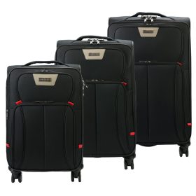   Pierre Cardin LEE02 3063 fekete 3 db-os bőrönd szett 56, 66, 77 cm