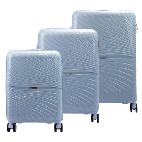   Pierre Cardin világoskék polipropilén 3 részes bőrönd szett, 55/67/77 cm