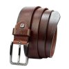 Pierre Cardin 5077 KAM02 barna férfi marhabőr öv, farmeröv 125 x 3.5 cm