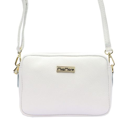 MiaMore DOLLARO fehér női bőr oldaltáska, crossbody 22 x 14.5 x 9 cm