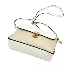   Luka 20-052 fehér-bézs női bőr válltáska 23.5 x 15.5 x 9 cm