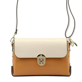   Luka 20-052 konyak-bézs női bőr válltáska 23.5 x 15.5 x 9 cm