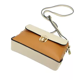   Luka 20-052 konyak-bézs női bőr válltáska 23.5 x 15.5 x 9 cm