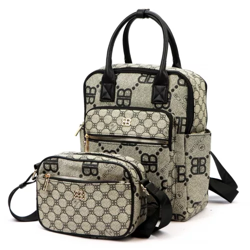 B.Cavalli BC1220# drapp női hátitáska-válltáska szett 28 x 32 x 13 cm