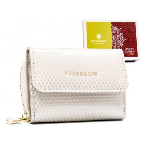 Peterson PTN 423229-SBR-BE bézs női marhabőr pénztárca 9.5 x 7 x 3 cm