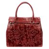 Luka 20-054 bordó női bőr shopper táska, válltáska 37 x 30 x 15 cm 