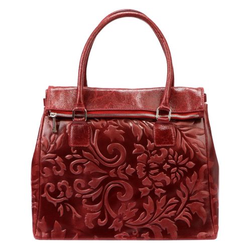 Luka 20-054 bordó női bőr shopper táska, válltáska 37 x 30 x 15 cm 