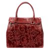 Luka 20-054 bordó női bőr shopper táska, válltáska 37 x 30 x 15 cm 