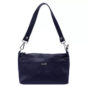 MiaMore 01-016 sötétkék női bőr válltáska 28 x 17 cm