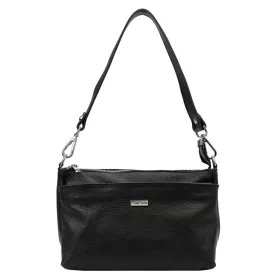 MiaMore 01-016 fekete női bőr válltáska 28 x 17 x 11 cm