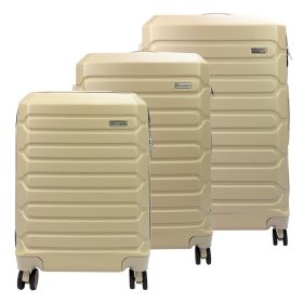   Pierre Cardin bézs abs 3 részes kemény fedeles bőrönd szett 53/65/72 cm