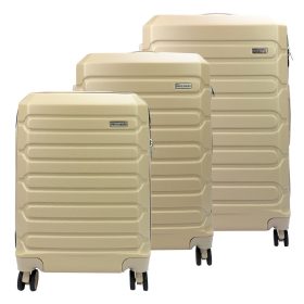   Pierre Cardin bézs abs 3 részes kemény fedeles bőrönd szett 53/65/72 cm