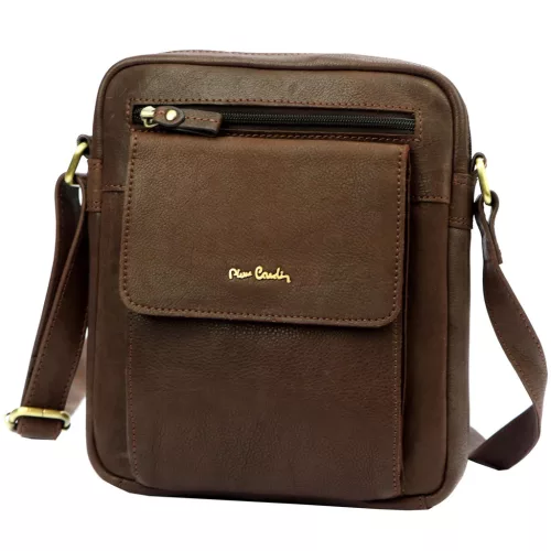 Pierre Cardin TILAK112 8423 barna férfi bőr oldaltáska, válltáska 23 x 26 x 10 cm