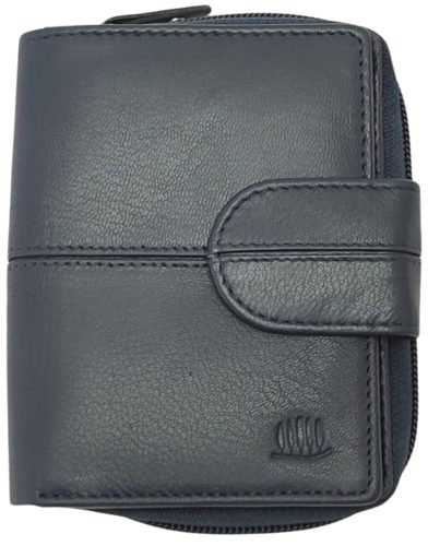 Giorgio Carelli női kék bőr átfogópántos pénztárca RFID védelemmel, 12 x 9 cm