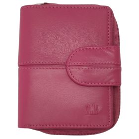   Giorgio Carelli női magenta bőr átfogópántos pénztárca RFID védelemmel, 12 x 9 cm