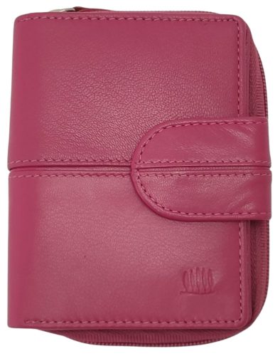 Giorgio Carelli női magenta bőr átfogópántos pénztárca RFID védelemmel, 12 x 9 cm