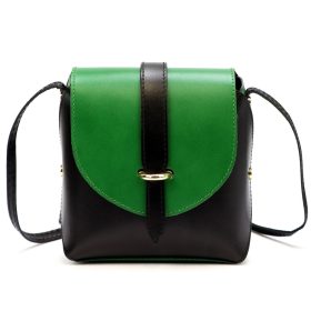   Gregorio 1717-2 fekete-zöld női bőr válltáska 16 x 18 x 9 cm