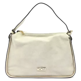   MiaMore 01-066 krém női bőr kézitáska, válltáska 34 x 23 x 10 cm