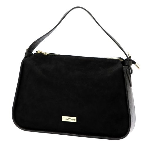 MiaMore 01-066 fekete női bőr kézitáska, válltáska 34 x 23 x 10 cm