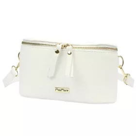   MiaMore 01-001 GOLD fehér női bőr oldaltáska, crossbody 22 x 13 x 7 cm