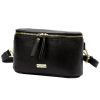 MiaMore 01-001 GOLD fekete női bőr oldaltáska, crossbody 22 x 13 x 7 cm