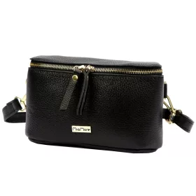   MiaMore 01-001 GOLD fekete női bőr oldaltáska, crossbody 22 x 13 x 7 cm