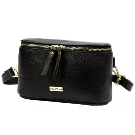   MiaMore 01-001 GOLD fekete női bőr oldaltáska, crossbody 22 x 13 x 7 cm