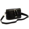 MiaMore 01-001 GOLD fekete női bőr oldaltáska, crossbody 22 x 13 x 7 cm