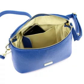   MiaMore 01-001 női kék bőr oldaltáska, crossbody 22 x 13 x 7 cm