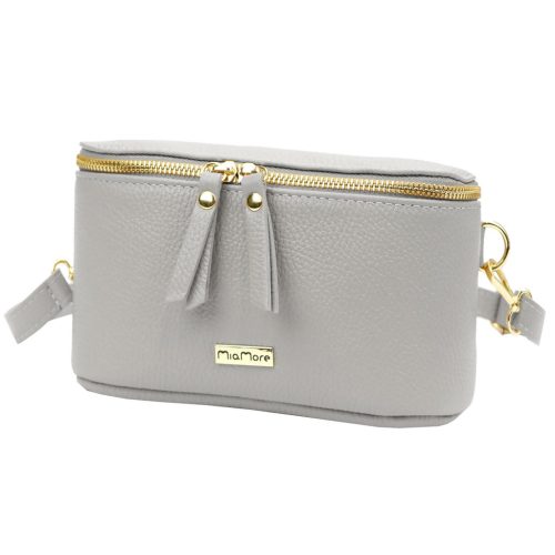 MiaMore 01-001 GOLD szürke női bőr oldaltáska, crossbody 22 x 13 x 7 cm