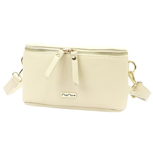 MiaMore 01-001 GOLD krém női bőr oldaltáska, crossbody 22 x 13 x 7 cm