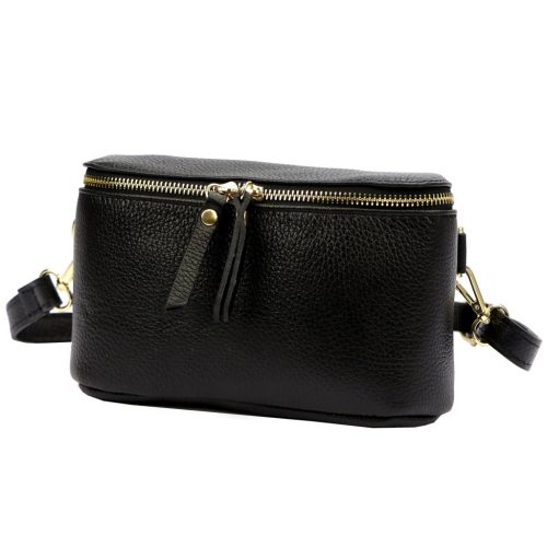 Luka 01-001 GOLD fekete női bőr oldaltáska, crossbody 22 x 13 x 7 cm