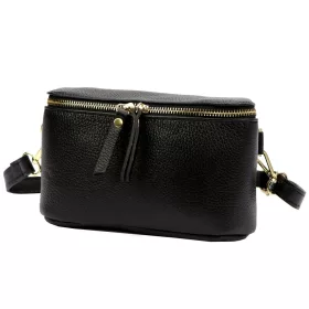   Luka 01-001 GOLD fekete női bőr oldaltáska, crossbody 22 x 13 x 7 cm