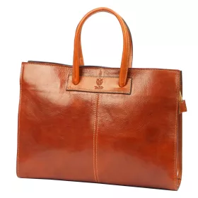   Florence 1027 olasz konyak bőr női aktatáska 40 x 30 x 12 cm