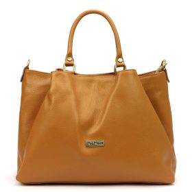   MiaMore 01-052 konyak női bőr kézitáska, vállpánttal 38 x 27 x 18 cm