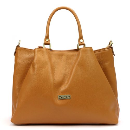 MiaMore 01-052 konyak női bőr kézitáska, vállpánttal 38 x 27 x 18 cm