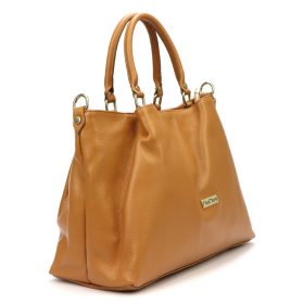   MiaMore 01-052 konyak női bőr kézitáska, vállpánttal 38 x 27 x 18 cm