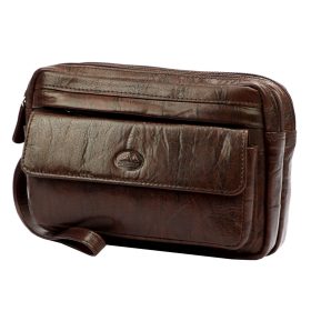   EL FORREST MB25-23 barna dupla rekeszes férfi bőr autóstáska, kézitáska 21 x 14.5 x 9 cm