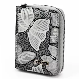   Lorenti 5157-ONBF szürke pillangó mintás női bőr pénztárca 8 x 10 x 3 cm