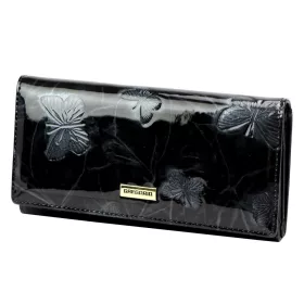   Gregorio BTS-102 fekete pillangó mintás női bőr pénztárca 18.5 x 9.5 x 3.5 cm