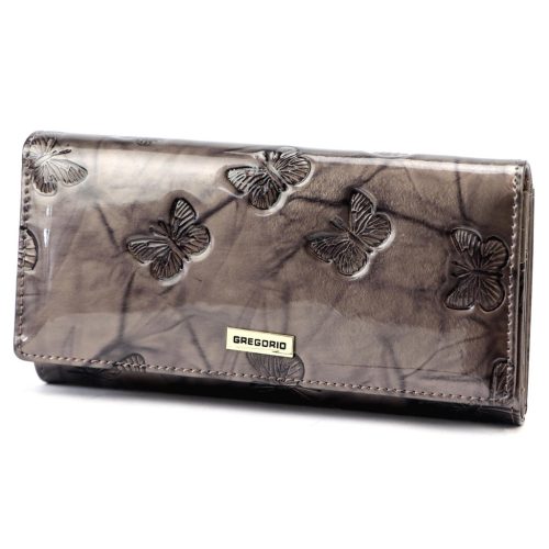 Gregorio BTS-102 szürke pillangó mintás női bőr pénztárca 18.5 x 9.5 x 3.5 cm