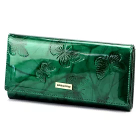   Gregorio BTS-102 zöld pillangó mintás női bőr pénztárca 18.5 x 9.5 x 3.5 cm