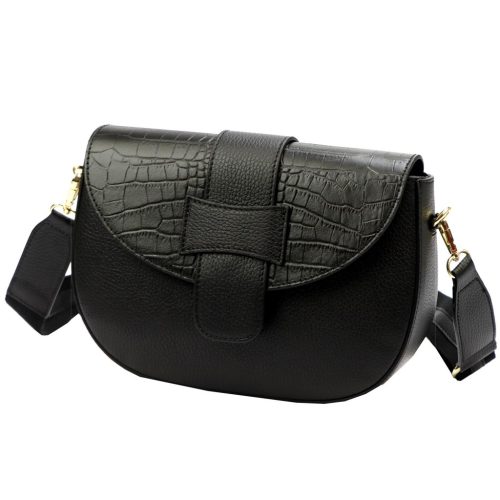 Luka 24-014 CROCO fekete női bőr válltáska 26 x 18 x 9 cm 