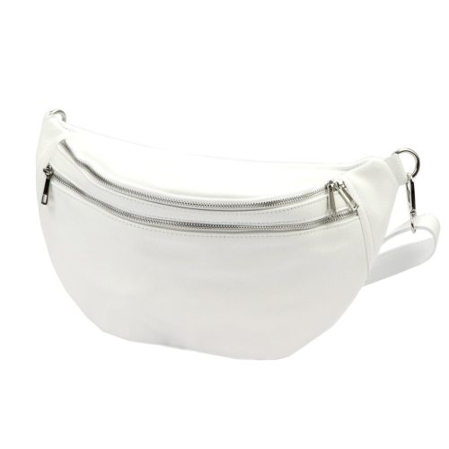 Luka 24-017 fehér női bőr oldaltáska, crossbody, övtáska 37 x 22 x 11 cm